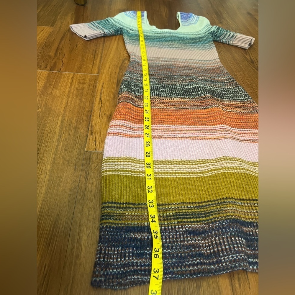 Anthropologie Size XS Midi Dress Multicolor Space-Dyed Scoop Neck Knit Striped - Picture 6 of 7